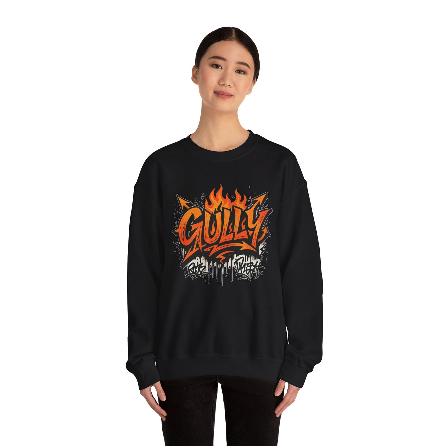 Gully Graff Black Flame Crew Neck T-Shirt