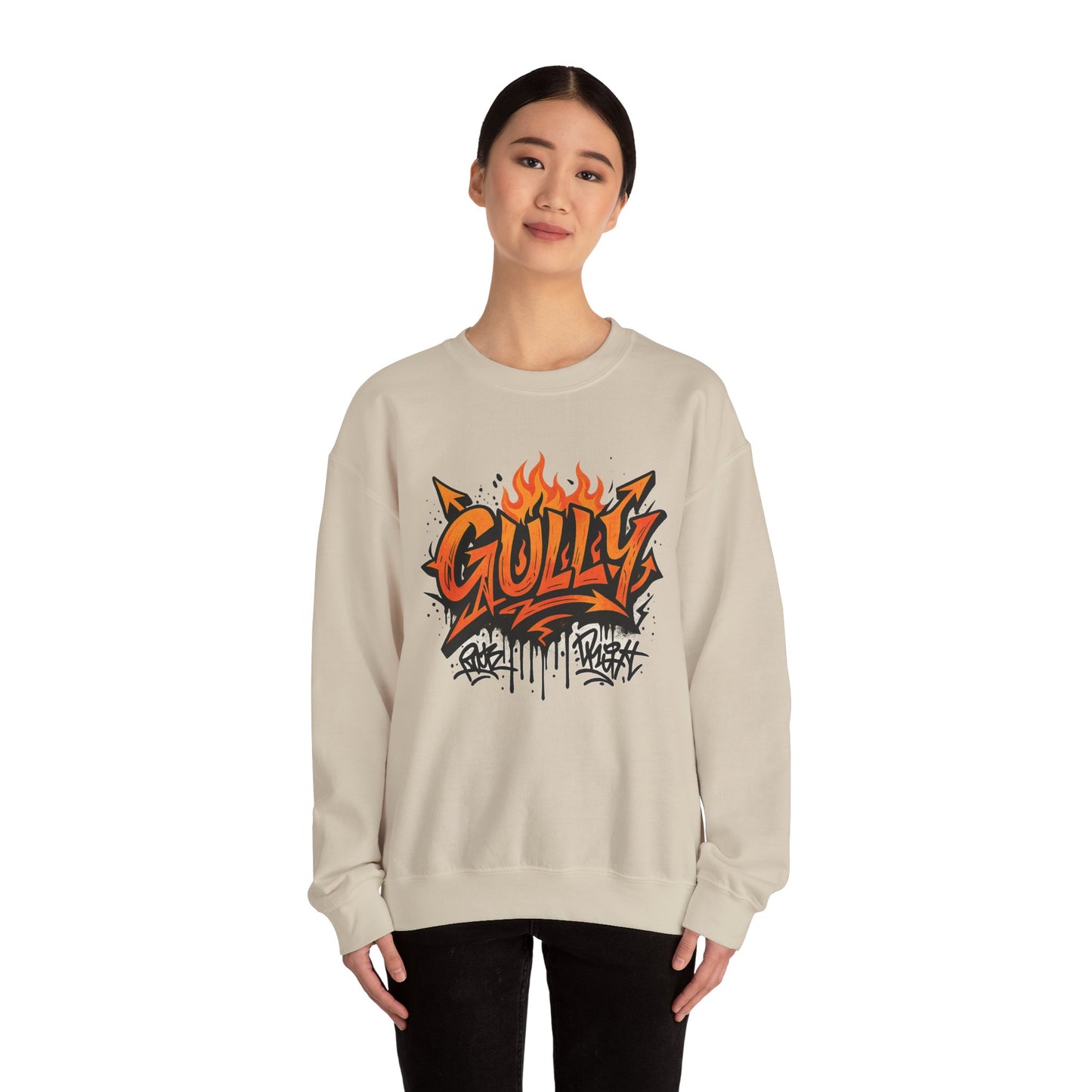 Gully Graff Black Flame Crew Neck T-Shirt